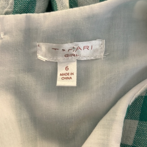 Tahari Girl's Gingham Checked Green & White Spring Fit & Flare Dress Size 6 - Picture 7 of 9